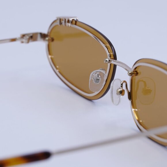 Off-White OERI13M MIAMI 7662 Sunglasses Gold Oval Frame, Caramel Lenses main image 8